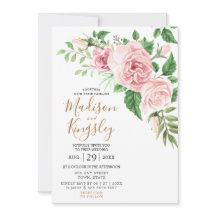 Moderne rosa Rose Wasserfarbenhochzeit Einladung