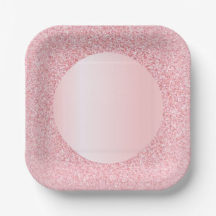 Moderne rosa Roségold-Farb-Glitter-Trend Pappteller