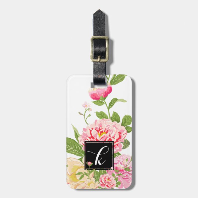 Moderne rosa Rosen Aquarellbilder Gepäckanhänger (Vorderseite vertikal)