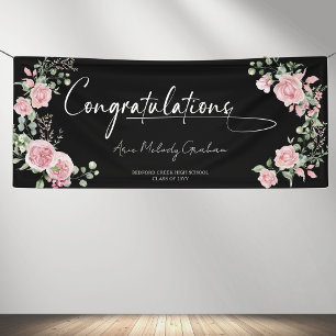 Moderne rosa Rosen Gratulations-Abschlussbanner Banner