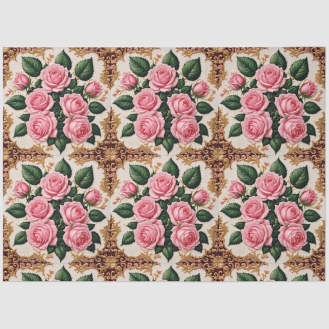Moderne rosa Rosen Schöne Sammlung Seidenpapier (Vorderseite)