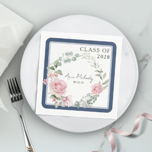 Moderne rosa Rosen Schrift Klasse des Abschlusses Serviette
