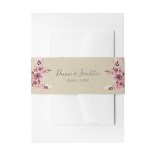 Moderne rosa Rosenhochzeit Einladungsbanderole
