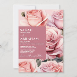 Moderne rosa Roses Hochzeitsfeier Einladung