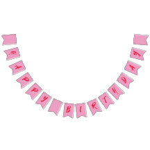 Moderne rosa Rote Happy Birthday Bunting Flag