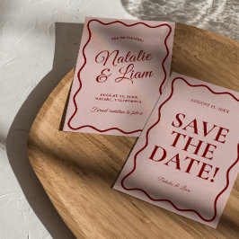 Moderne rosa rote, leuchtende Funky Bold Retro Wed Save The Date