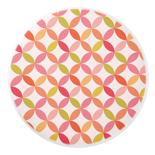 Moderne rosa rote orangefarbene Kreise des Mittelj Keramikknauf (Vorderseite)