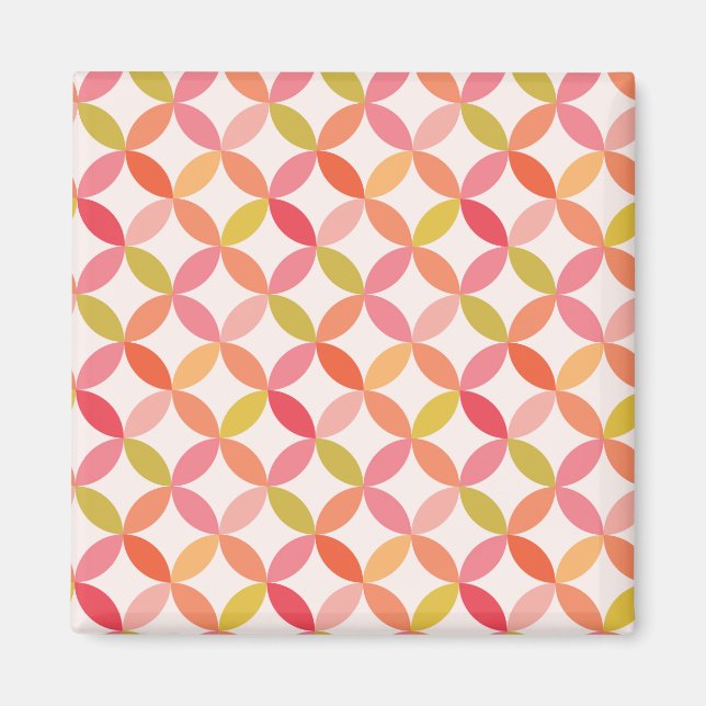 Moderne rosa rote orangefarbene Kreise des Mittelj Magnet (Vorne)