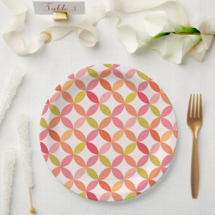 Moderne rosa rote orangefarbene Kreise des Mittelj Pappteller