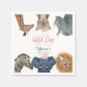 Moderne rosa Safari Tiere Kinderdusche Napkins Serviette