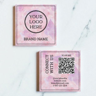 Moderne rosa scannbare QR-Code-Digital-Social-Medi Quadratische Visitenkarte