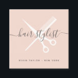 Moderne Rosa-Schere, die Haarstylistin markieren Quadratische Visitenkarte<br><div class="desc">Moderne Rosa-Schere,  die Haarstylistin markieren</div>