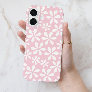 Moderne rosa Schick-Mädchen Blumenmuster iPhone 16 Hülle