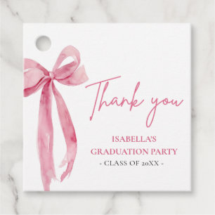 Moderne rosa Schleife Coquette Abschluss Danke Geschenkanhänger