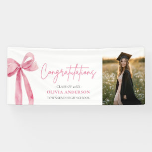 Moderne rosa Schleife Coquette Abschluss Gratulati Banner