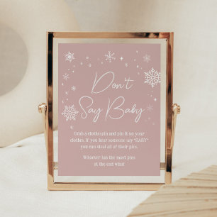 Moderne rosa Schneeflocken Baby-Dusche Say Baby ni Poster
