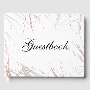Moderne Rosa Schnörkel Elegante Hochzeit Gästebuch