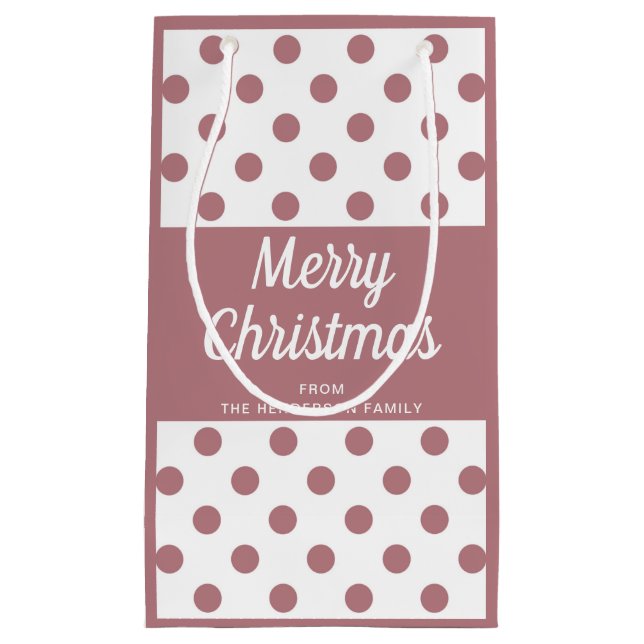 Moderne rosa Schrift Frohe Weihnachten Kleine Geschenktüte (Vorderseite)