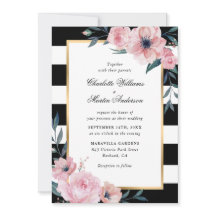 Moderne rosa, schwarz gestreifte Hochzeit