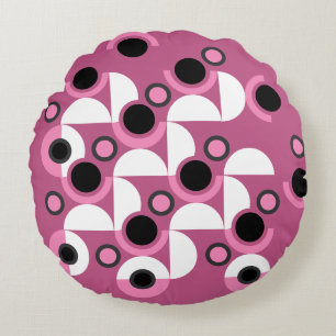 Moderne rosa, schwarz und grau rundes kissen