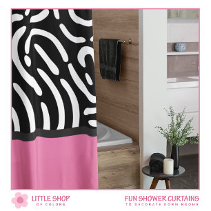 Moderne rosa-schwarze abstrakte Muster-Schlafsaal- Duschvorhang