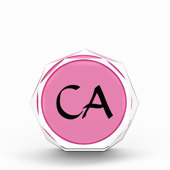 Moderne rosa Schwarze Monogramm-Initialen Personal Fotoblock (Vorderseite)