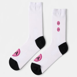 Moderne rosa Schwarze Monogramm-Initialen Personal Socken