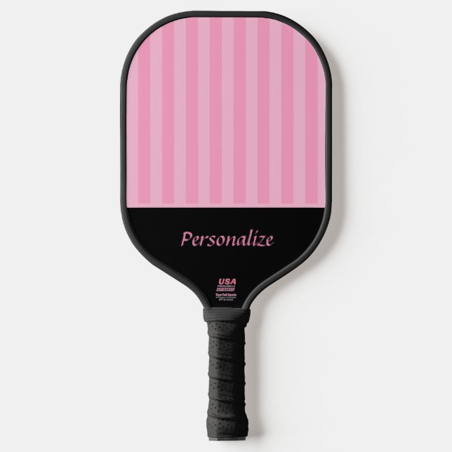 Moderne rosa Streifen auf Offiziellem Schwarzwald  Pickleball Schläger (Vorderseite)