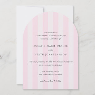 Moderne rosa Streifen Elegante Hochzeit Einladung