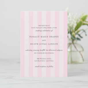 Moderne rosa Streifen Elegante Hochzeit Einladung