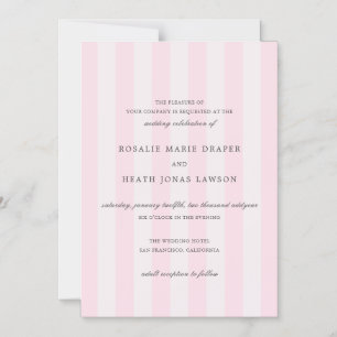 Moderne rosa Streifen elegante Hochzeit Magneteinladung
