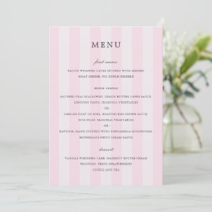 Moderne rosa Streifen elegante Hochzeit Menükarte