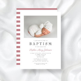 Moderne rosa Streifen Elegantes Foto Einladung