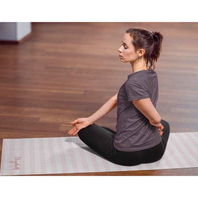 Moderne rosa Streifen Elegantes Monogramm Übung Yogamatte (Modern Chic Pink Stripes Elegant Monogram Exercise Yoga Mat)