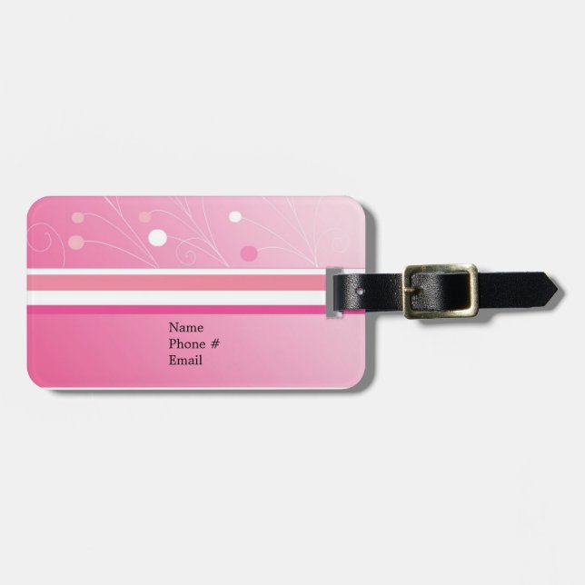 Moderne rosa Streifen Gepäckanhänger (Vorderseite horizontal)