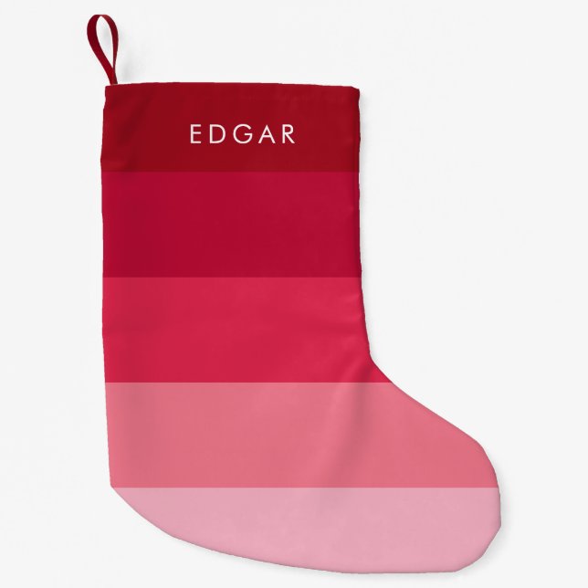 Moderne rosa Streifen Kleiner Weihnachtsstrumpf (Vorderseite)