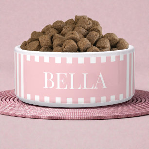 Moderne rosa Streifen Muster personalisierter Hund Napf