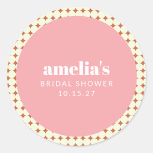 Moderne rosa Terracotta Dots Brautparty kundenspez Runder Aufkleber