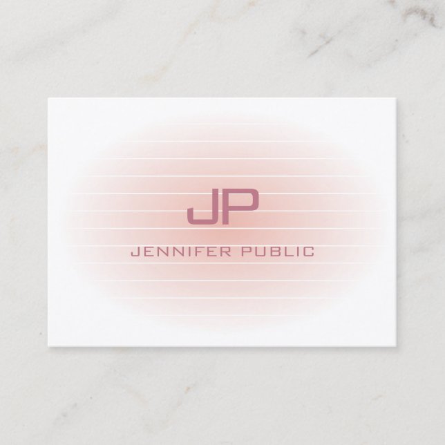 Moderne rosa, trendige, rosafarbene Monogramm-Vorl Visitenkarte (Vorderseite)