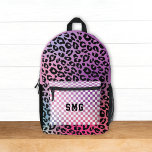 Moderne rosa trendy Muster Monogram Initials Kids Bedruckter Rucksack<br><div class="desc">Dieses lustige Kinder-Rucksack-Design bietet Rosa-,  lila-,  Schwarz-Weiß-Schattierungen mit einer Mischung aus Leopard und Karo-Mustern. Ihr eigenes Monogramm ist vorne dabei. Es ist ein modernes Design für alle Altersgruppen - Kinder,  Jugendliche,  Jugendliche und sogar Erwachsene!</div>