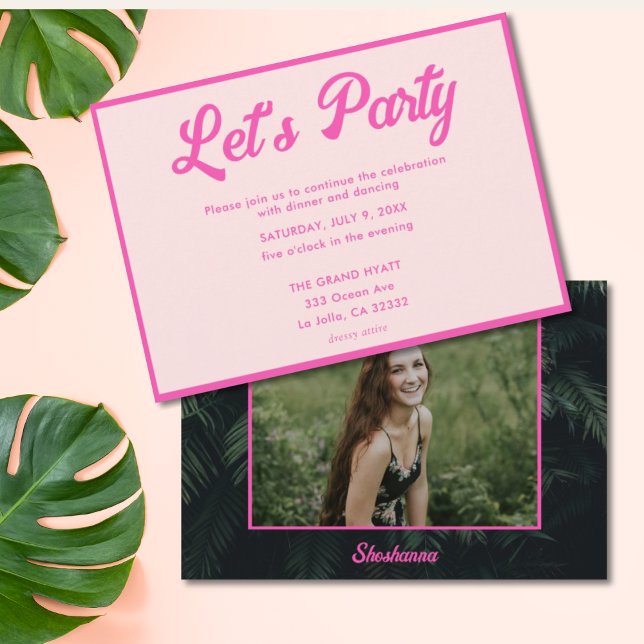 Moderne rosa tropische Bat Mitzvah-Party Einladung (Modern Pink Tropical Bat Mitzvah Party Invitation)