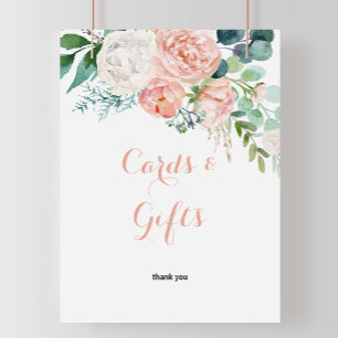 Moderne rosa tropische Blumenkarten und Geschenksc Poster