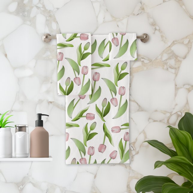 Moderne rosa Tulip Badhandtuch Set (Von Creator hochgeladen)