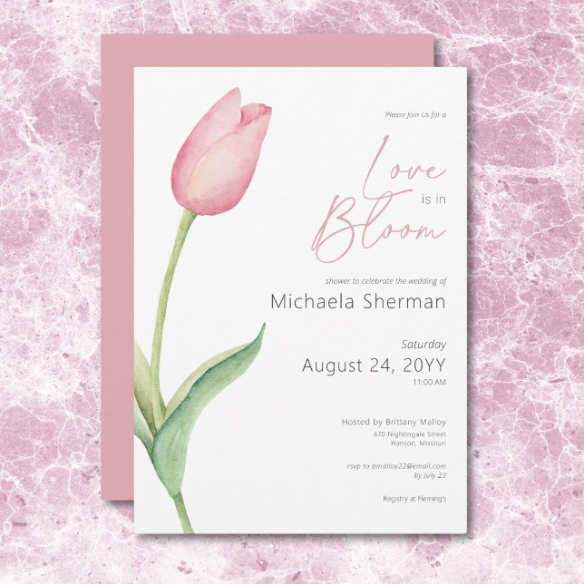 Moderne rosa Tulip-Liebe in Blütendusche Einladung (Modern Pink Tulip Love In Bloom Shower Invitation)