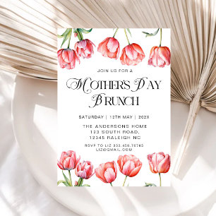 Moderne Rosa Tulips Blumenmütter Tag Brunch Einladung