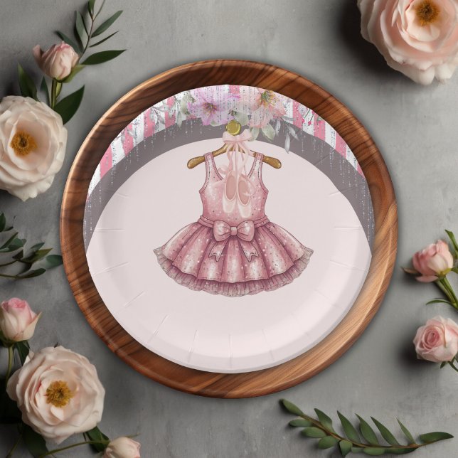 Moderne rosa Tutu Ballerina Ballet Girl Babydusche Pappteller (Von Creator hochgeladen)