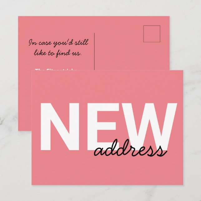Moderne rosa Typografie-Ankündigung Postkarte (Vorne/Hinten)