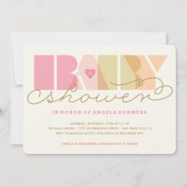 Moderne rosa Typografie farbenfrohe Girl Baby Dusc Einladung