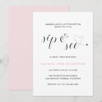 Moderne rosa Typografie Girl Sip & See