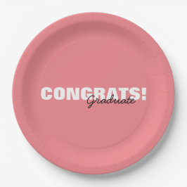 Moderne rosa Typografie Glückwunsch Graduate Pappteller